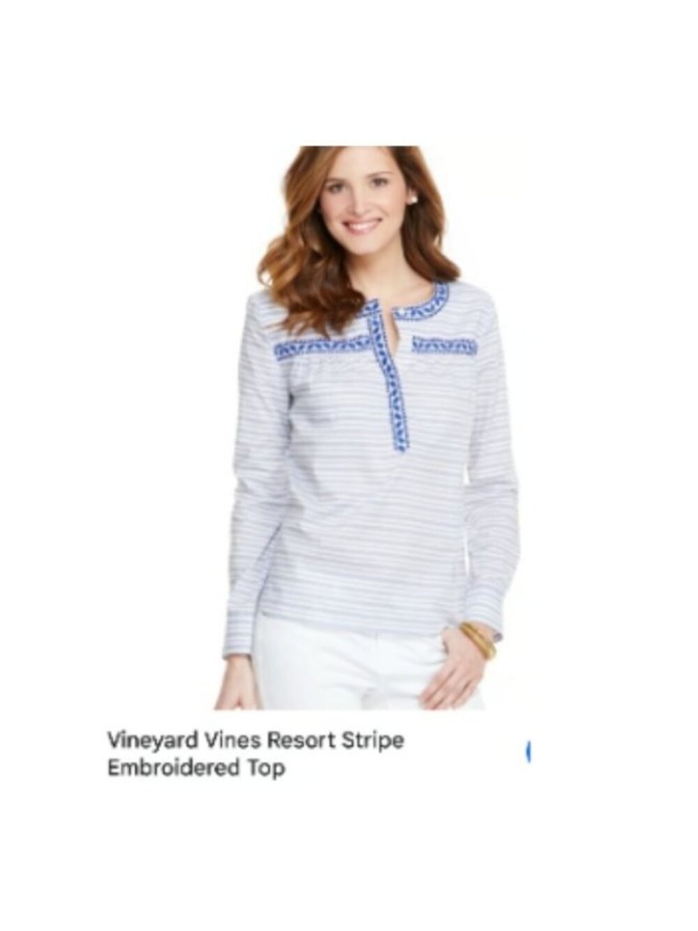 Vineyard Vines resort stripe embroidered top blue Medium Cotton - Picture 1 of 10